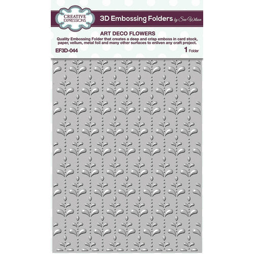 CREATIVE EXPRESSIONS 3D Embossing Folder by Sue Wilson - Art Deco Flowers EF3D-044