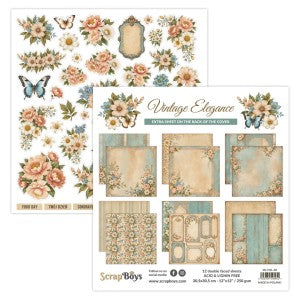 SCRAPBOYS VINTAGE ELEGANCE 12 X 12 PAPER PACK 250GSM  VIEL 08