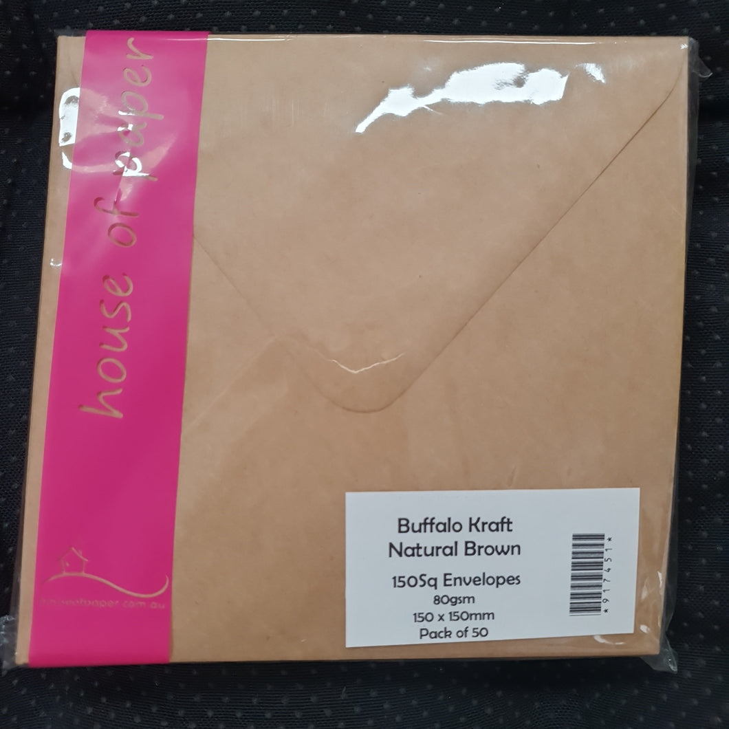 House of Paper Buffalo Kraft Natural Brown Envelopes 150sq 50pk