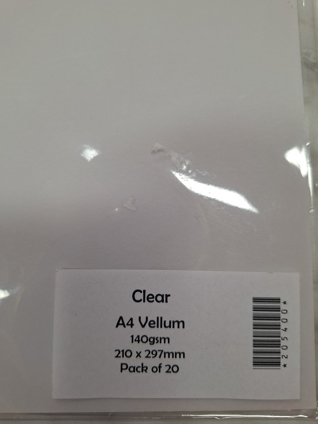 Vellum Sheets Clear A4 - 140gsm 20pc