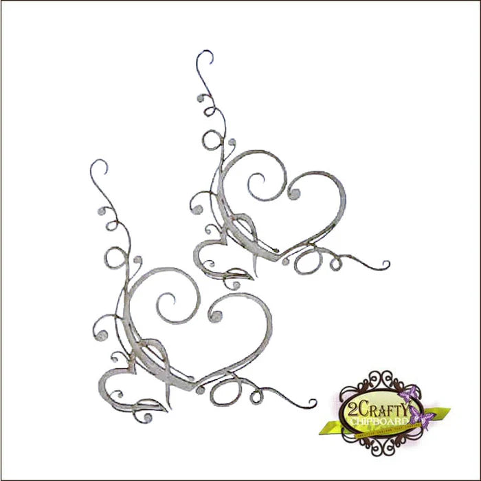 2CRAFTY CHIPBOARD CORNER SWIRLY HEART