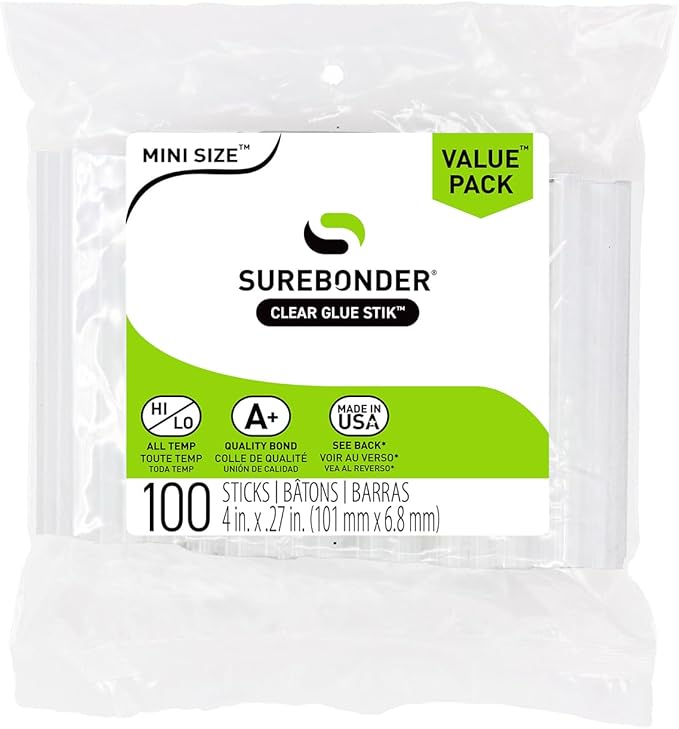 SUREBONDER CLEAR MINI GLUE STICKS 100PC