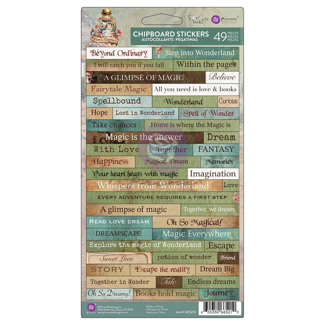 PRIMA RETURN TO WONDERLAND CHIPBOARD STICKERS 49 PIECE 675714