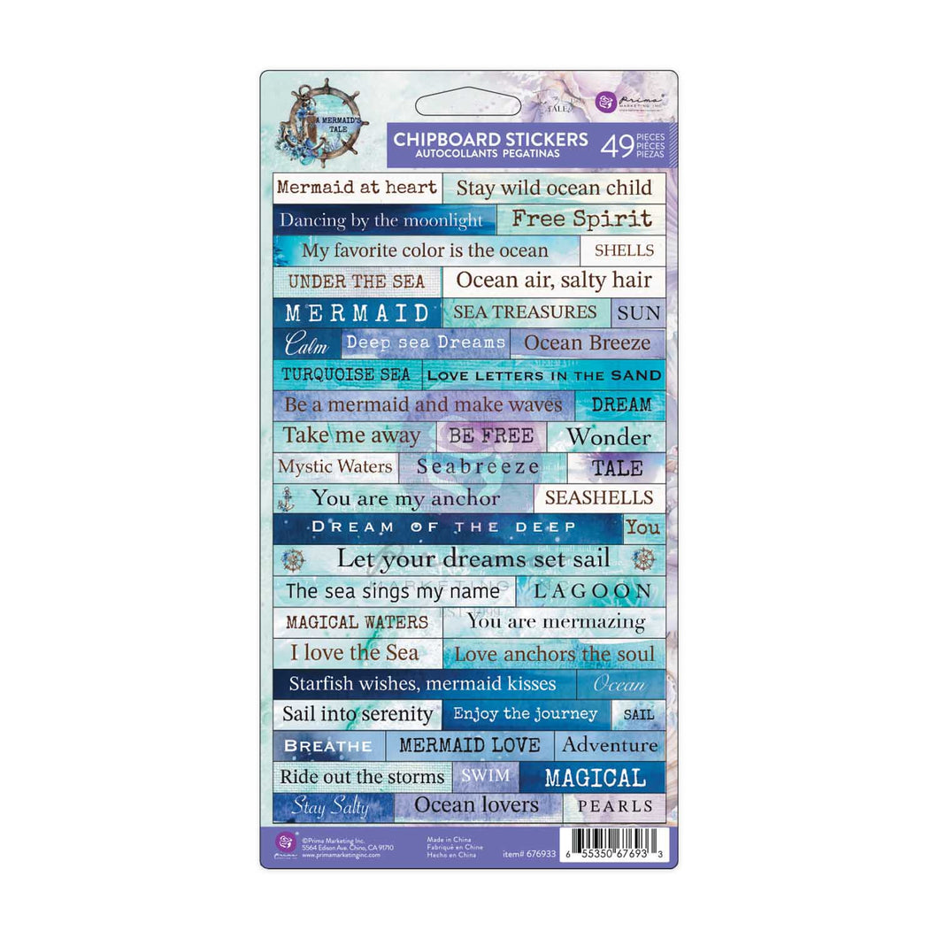 PRIMA A MERMAIDS TALE BY 3 GIRLS TALE CHIPBOARD STICKER