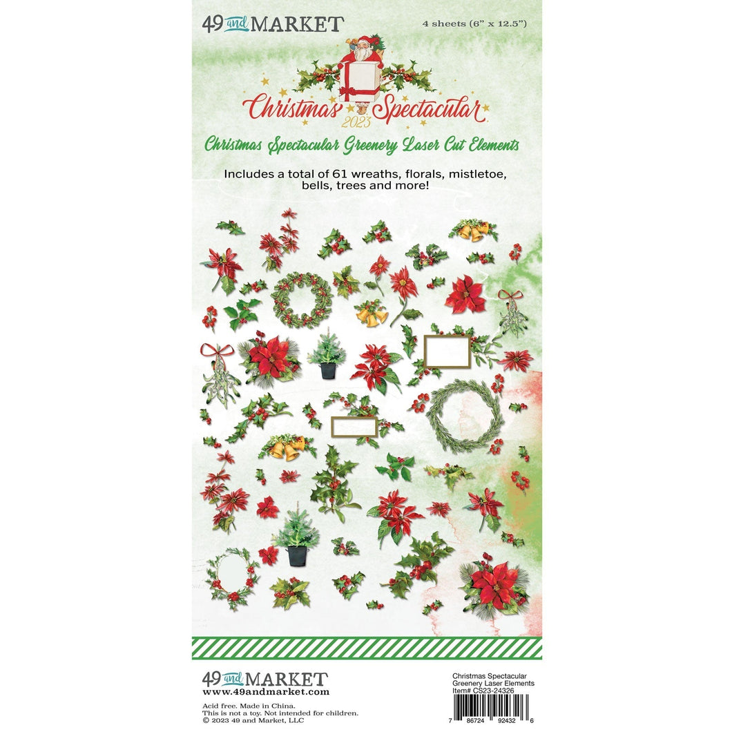 49 & Market CHRISTMAS SPECTACULAR GREENERY LASER CUT ELEMENTS 24326