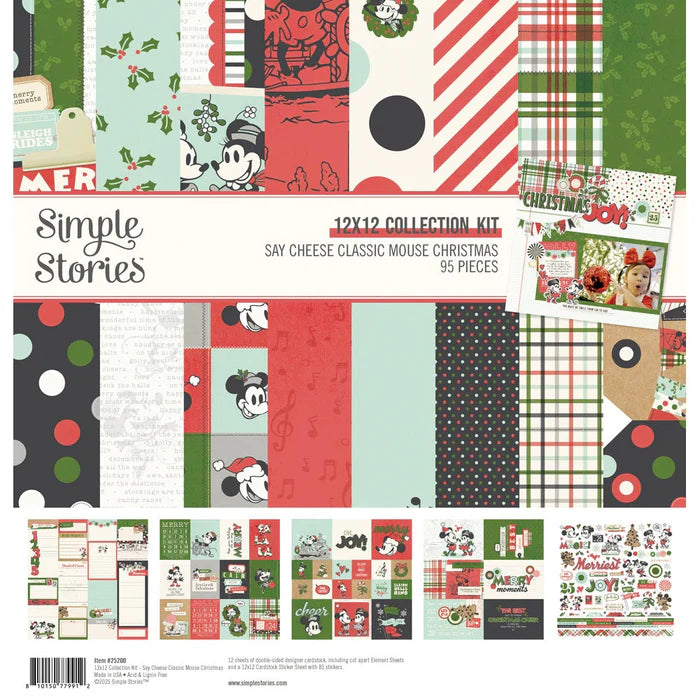 SIMPLE STORIES SAY CHEESE CLASSIC MOUSE CHRISTMAS 12 X 12 PAPERPACK 25200
