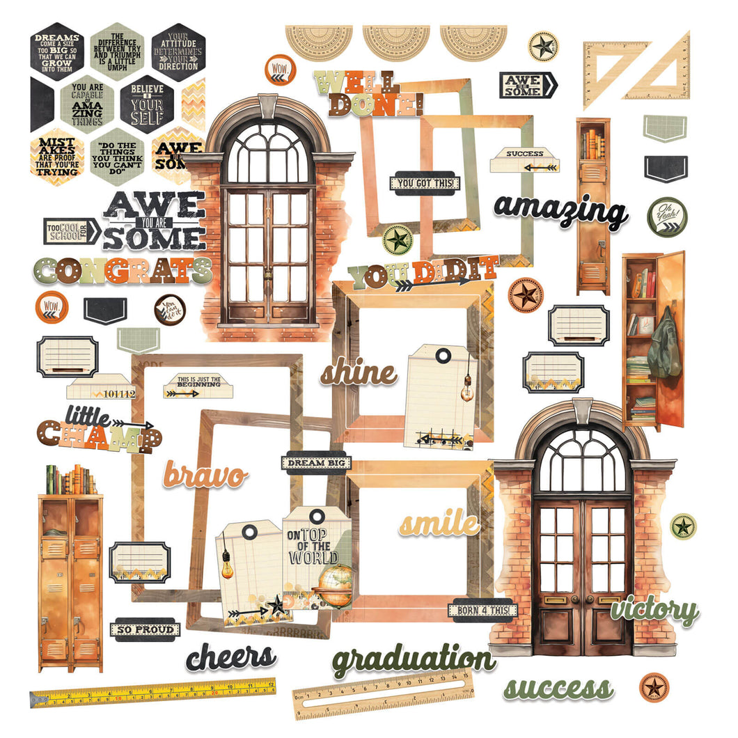 49 & MARKET ACADEMIA DIE CUT ELEMENTS 72 PIECE 28188
