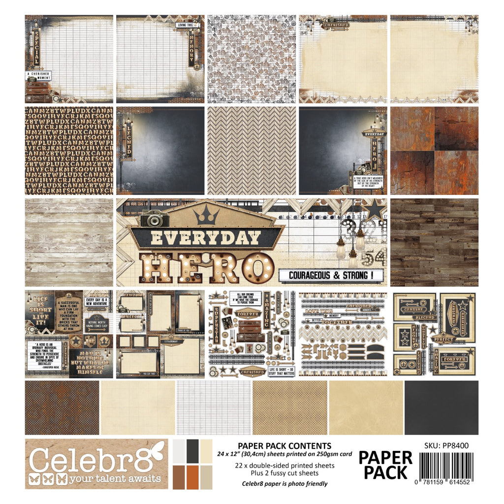 CELEBR8 -   EVERYDAY HERO 12 x 12 PAPER PACK PP8400