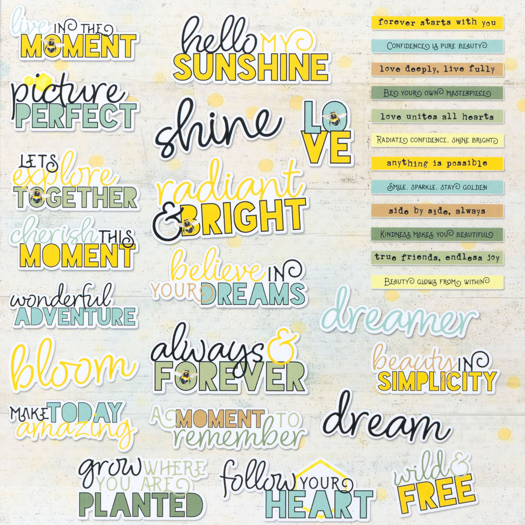 49 & MARKET BOTANICAL BUZZ  CHIPBOARD WORDS 32413