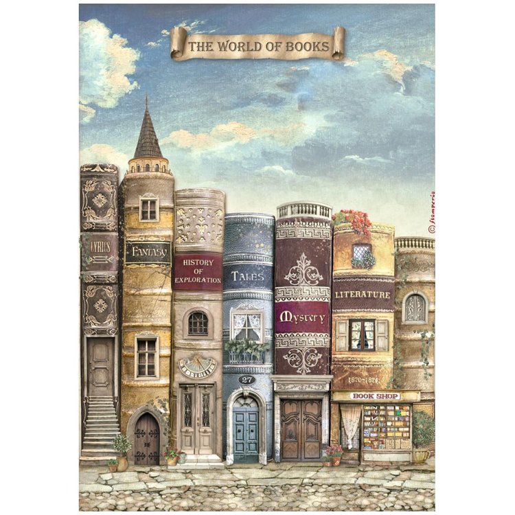 STAMPERIA  A4 Rice Paper - Vintage Library   DFSA4752