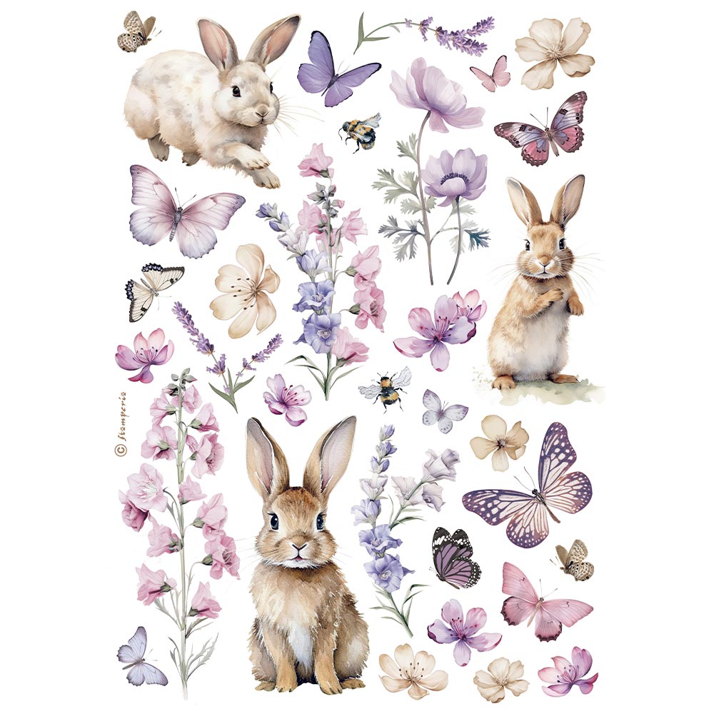 STAMPERIA RABBITS A4 RICE PAPER   DFSA4994