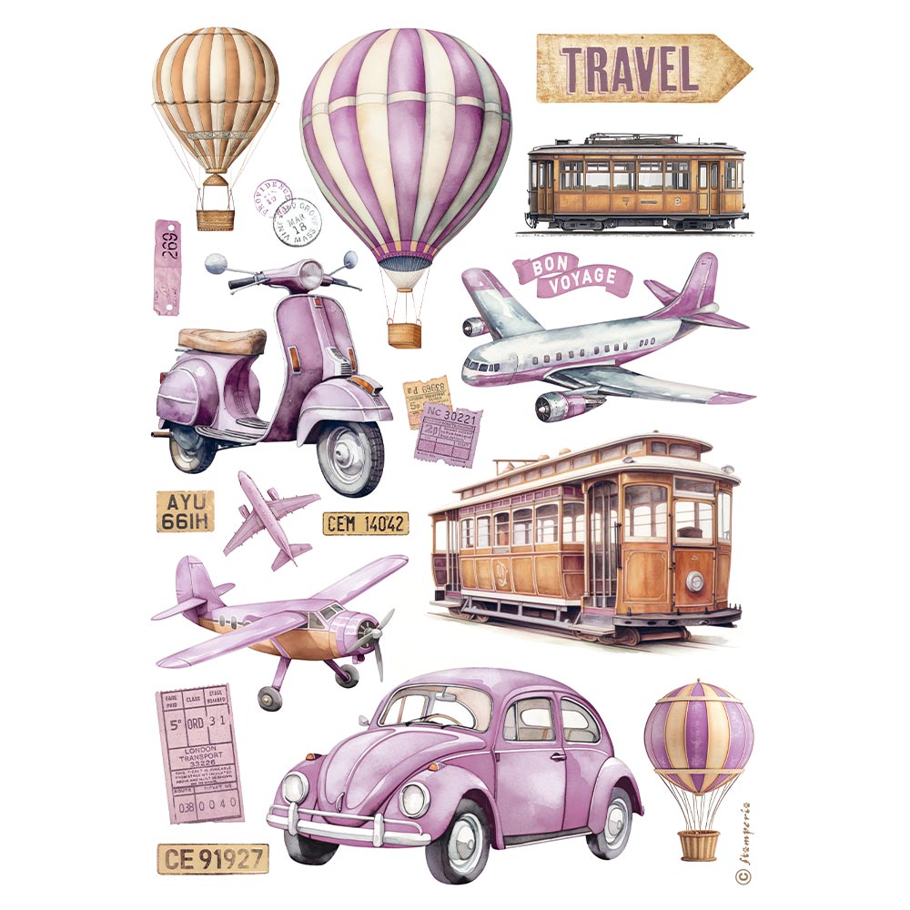 STAMPERIA TRAVEL  A4 RICE PAPER   DFSA4995