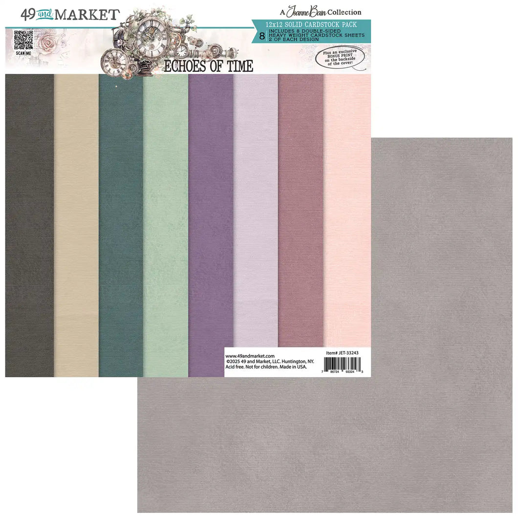 49 & MARKET ECHOES OF TIME 12 X 12 SOLID  CARDSTOCK PACK 33243