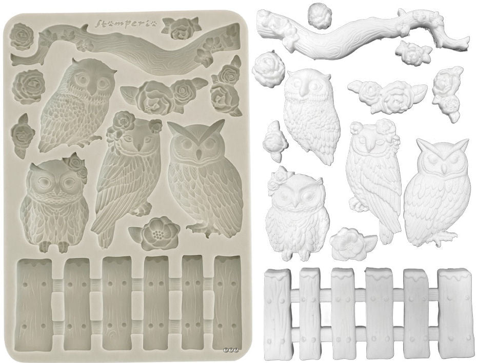 STAMPERIA  THE OWL HOUSE  SILICONE MOULD 14.8 X 21CM KACMA585