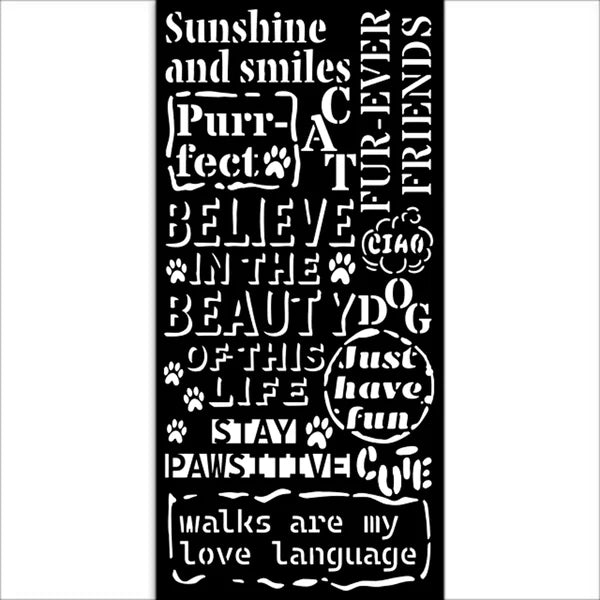 STAMPERIA FURRY FRIENDS STENCIL12CM X 25CM KSTDL132
