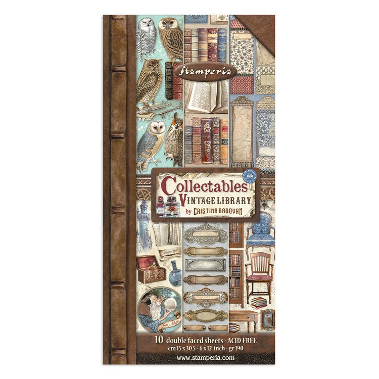 STAMPERIA -6 X 12 Collectables  VINTAGE LIBRARY  190gsm SBBV22