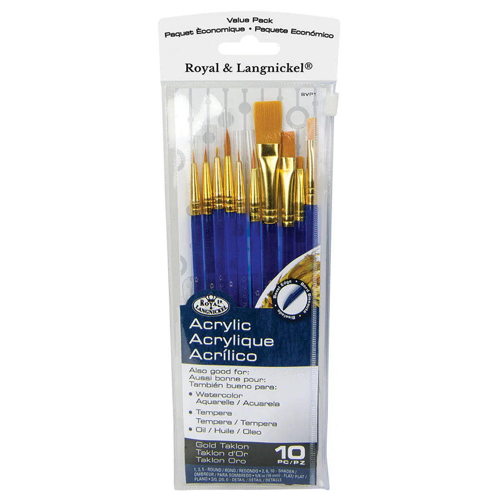 ROYAL AND LANGNIKEL 10 PIECE PAINT BRUSHES SVP1