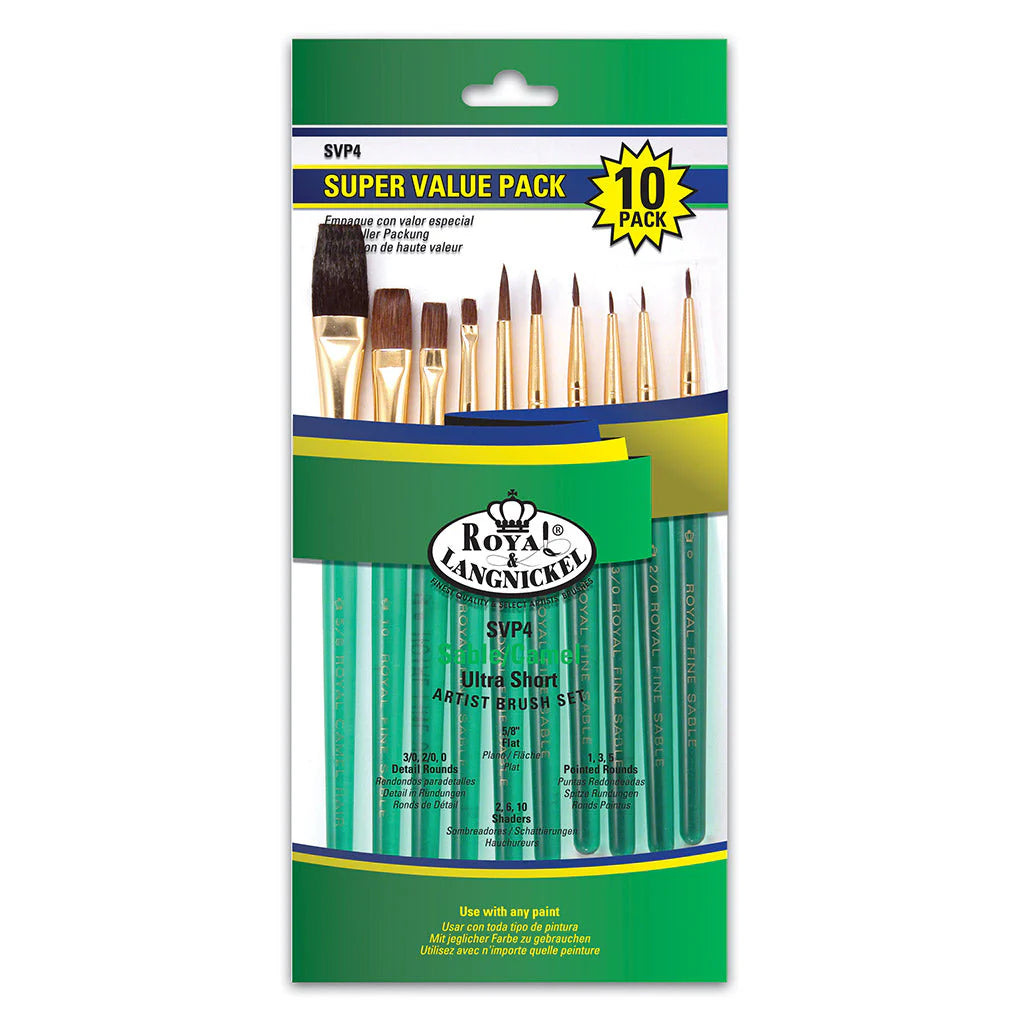 ROYAL AND LANGNIKEL 10 PIECE PAINT BRUSHES SVP4
