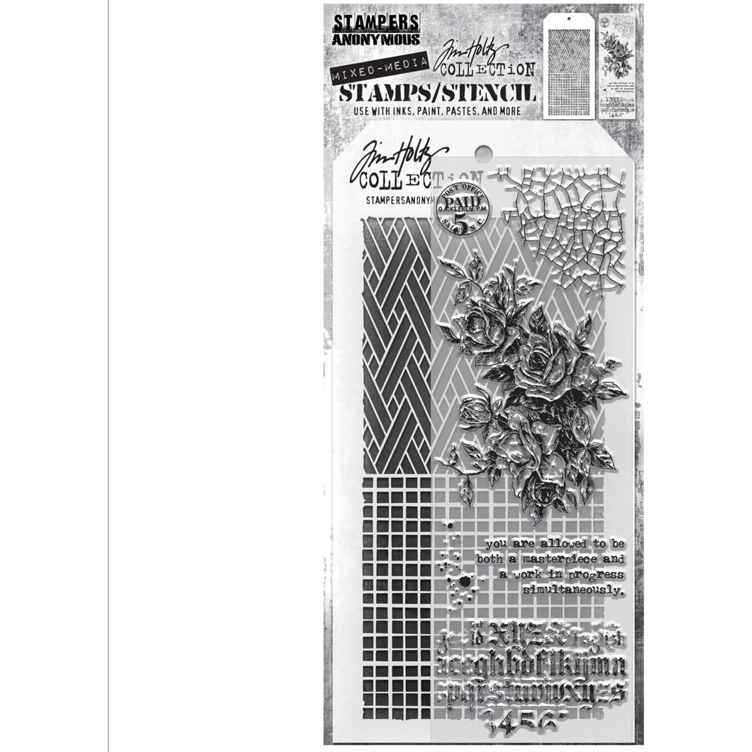 TIM HOLTZ MIXED MEDIA STAMP/STENCIL THMM119