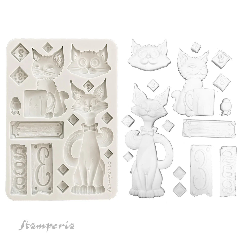 STAMPERIA - FURRY FRIENDS  CATS  MOULD 14.8 X 21 CM KACMA591