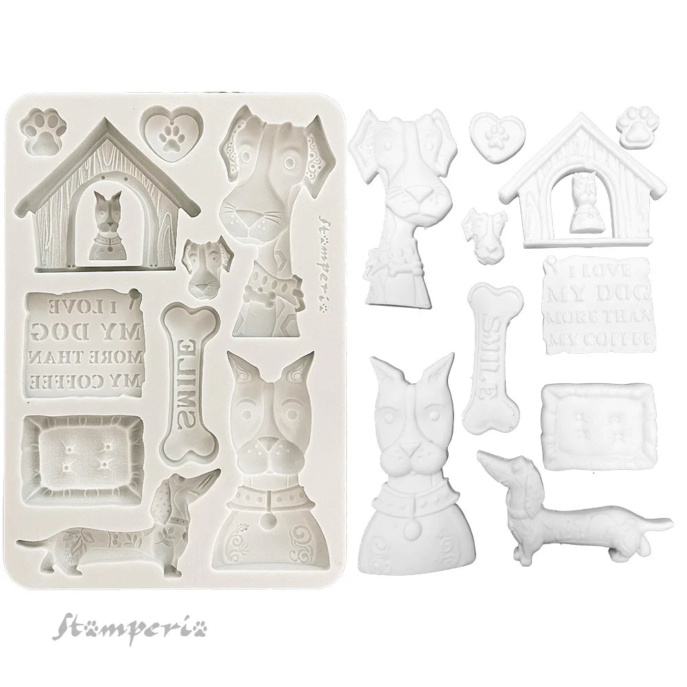STAMPERIA - FURRY FRIENDS  I LOVE MY DOG  MOULD 14.8 X 21 CM KACMA590