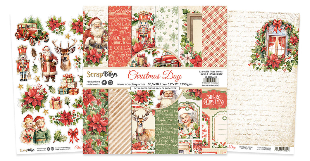 SCRAPBOYS CHRISTMAS DAY 12 X 12 PAPER PACK 250GSM