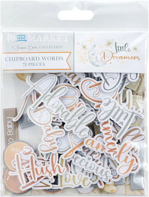 49 & MARKET LITTLE DREAMER  CHIPBOARD WORDS 71 PIECES 31751