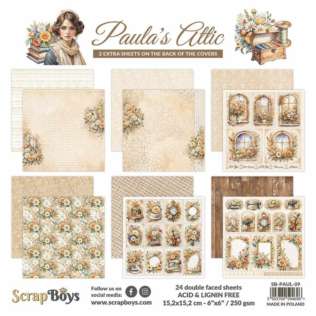 SCRAPBOYS PAULA'S ATTIC   PAPERPACK 6