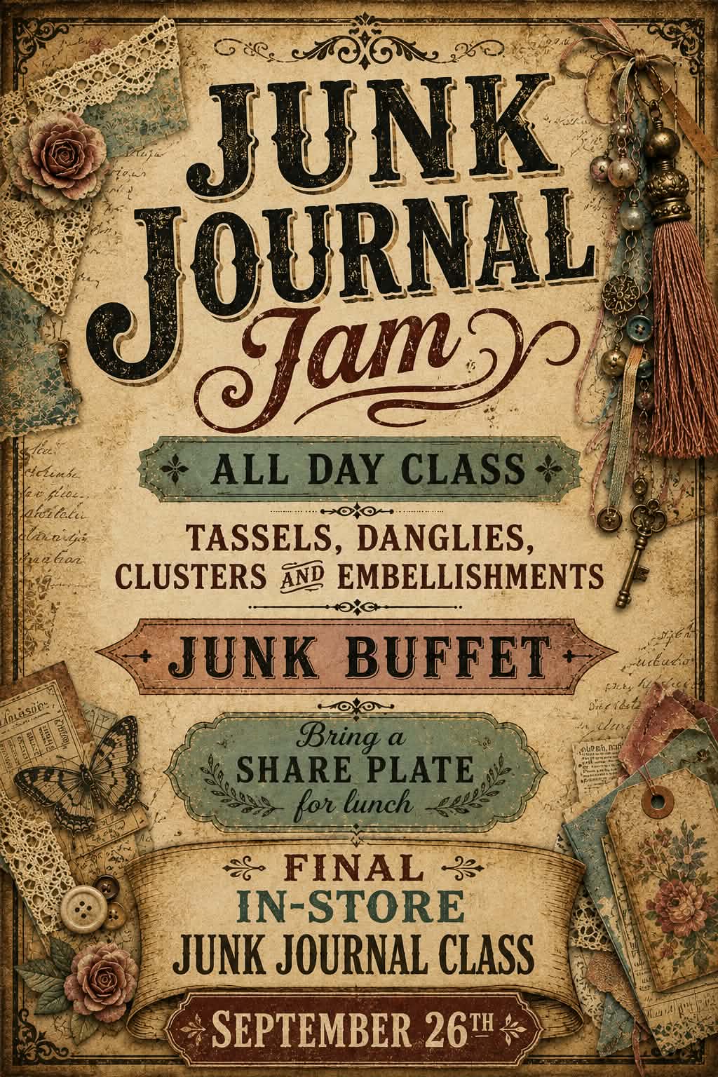 JUNK JOURNAL CLASS WITH JEN SATURDAY 26th OF SEPTEMBER
