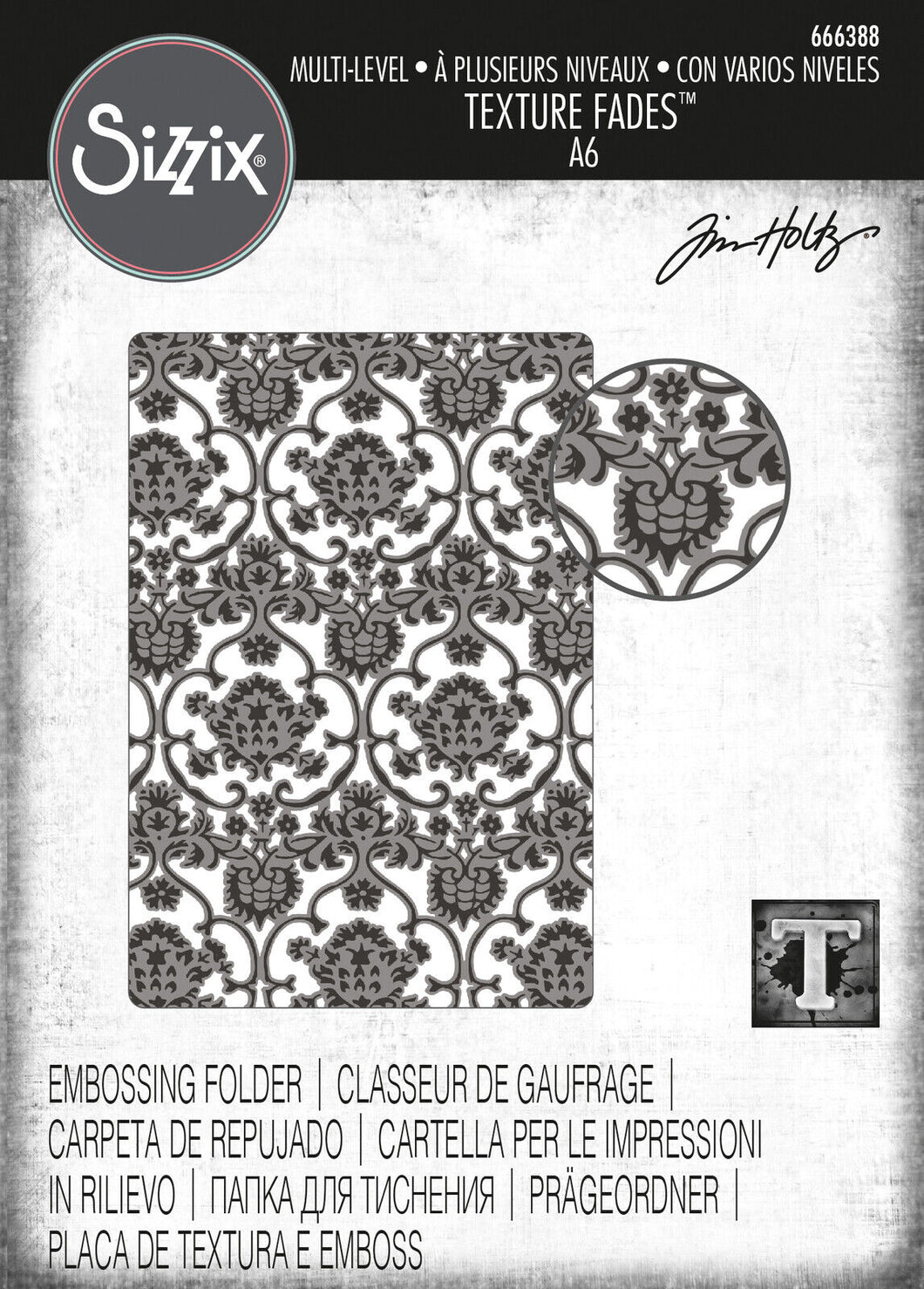 TIM HOLTZ TEXTURE FADES EMBOSSING FOLDER - TAPESTRY  666388