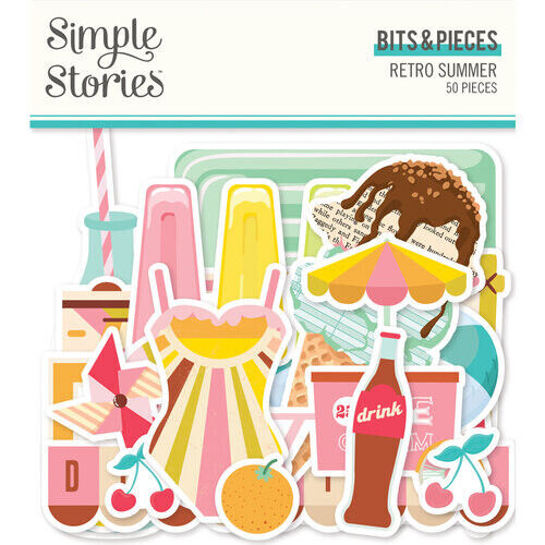 SIMPLE STORIES RETRO SUMMER Bits and Pieces 50piece