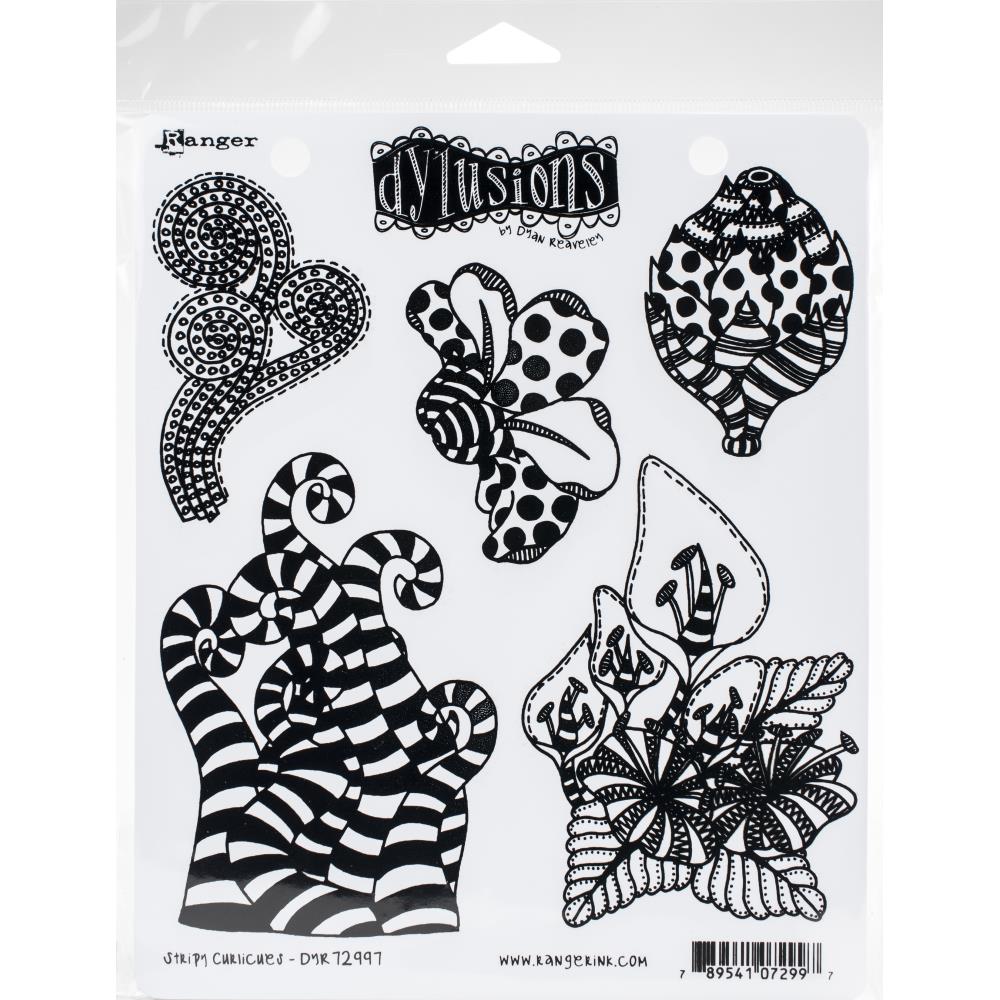 SALE  Dyan Reaveley's Dylusions Stripy Curlicues Stamp