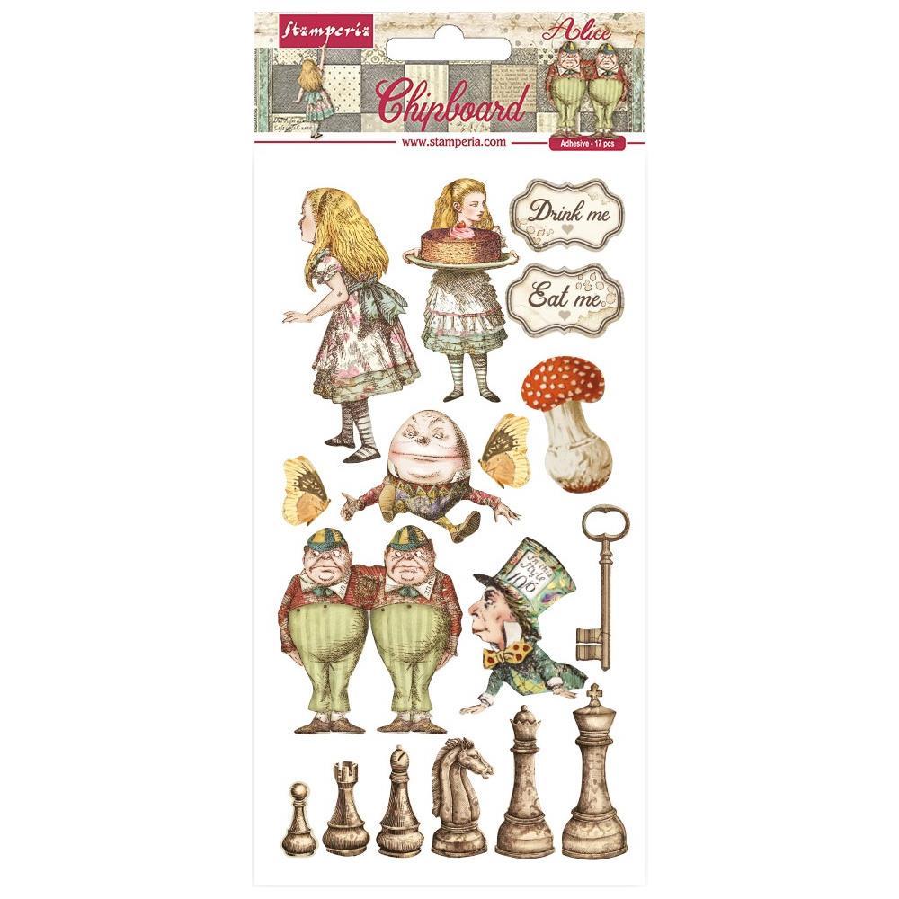 STAMPERIA adhesive chipboard- Alice through the looking glass DFLCB38