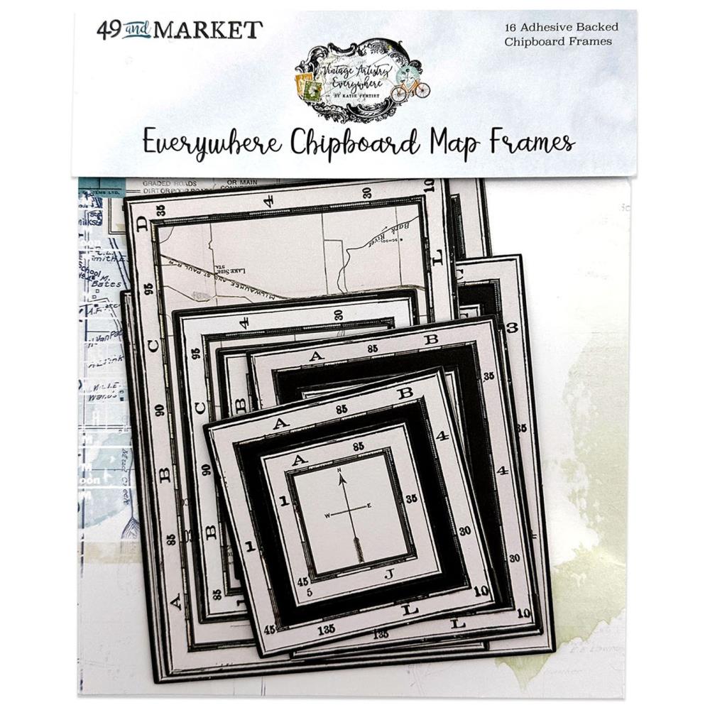 49 & Market EVERYWHERE Chipboards Map Frames 40780