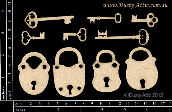 Keys and Locks- DUSTY ATTIC Chip Board DA0680j