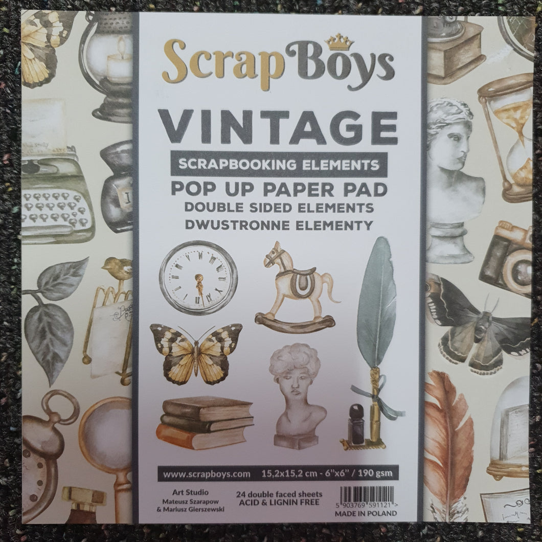 SCRAPBOYS 6x6 Pop up PaperPad  VINTAGE