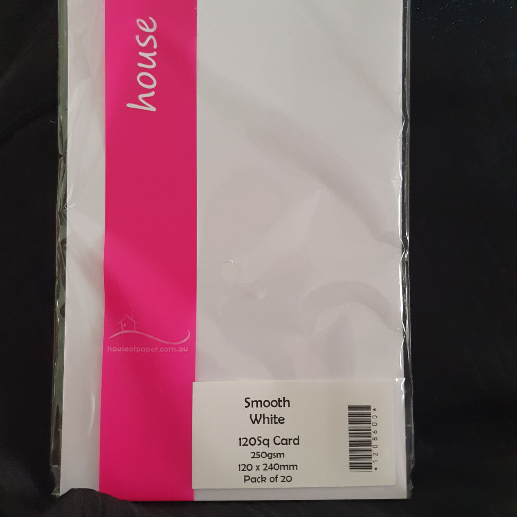 Cardstock Smooth White 250gsm - 120SQ 120 x 240mm  20 pack