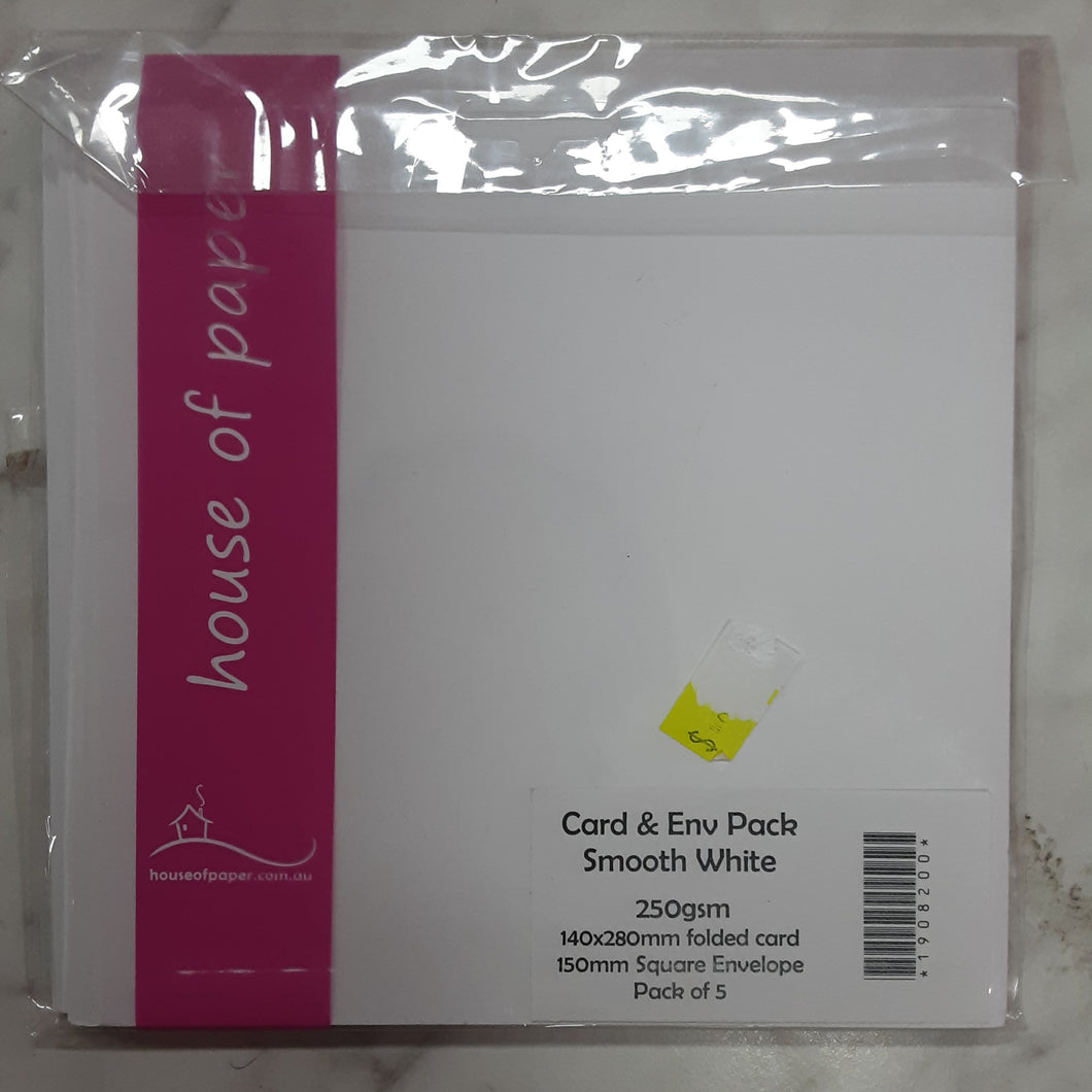 Card & Envelope Pack Smooth White 140mm square