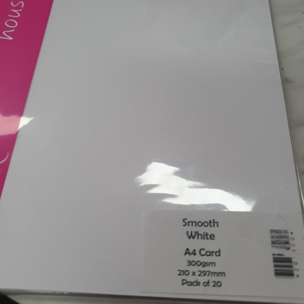 House of Paper A4 Smooth White Card  pack of 20 300gsm