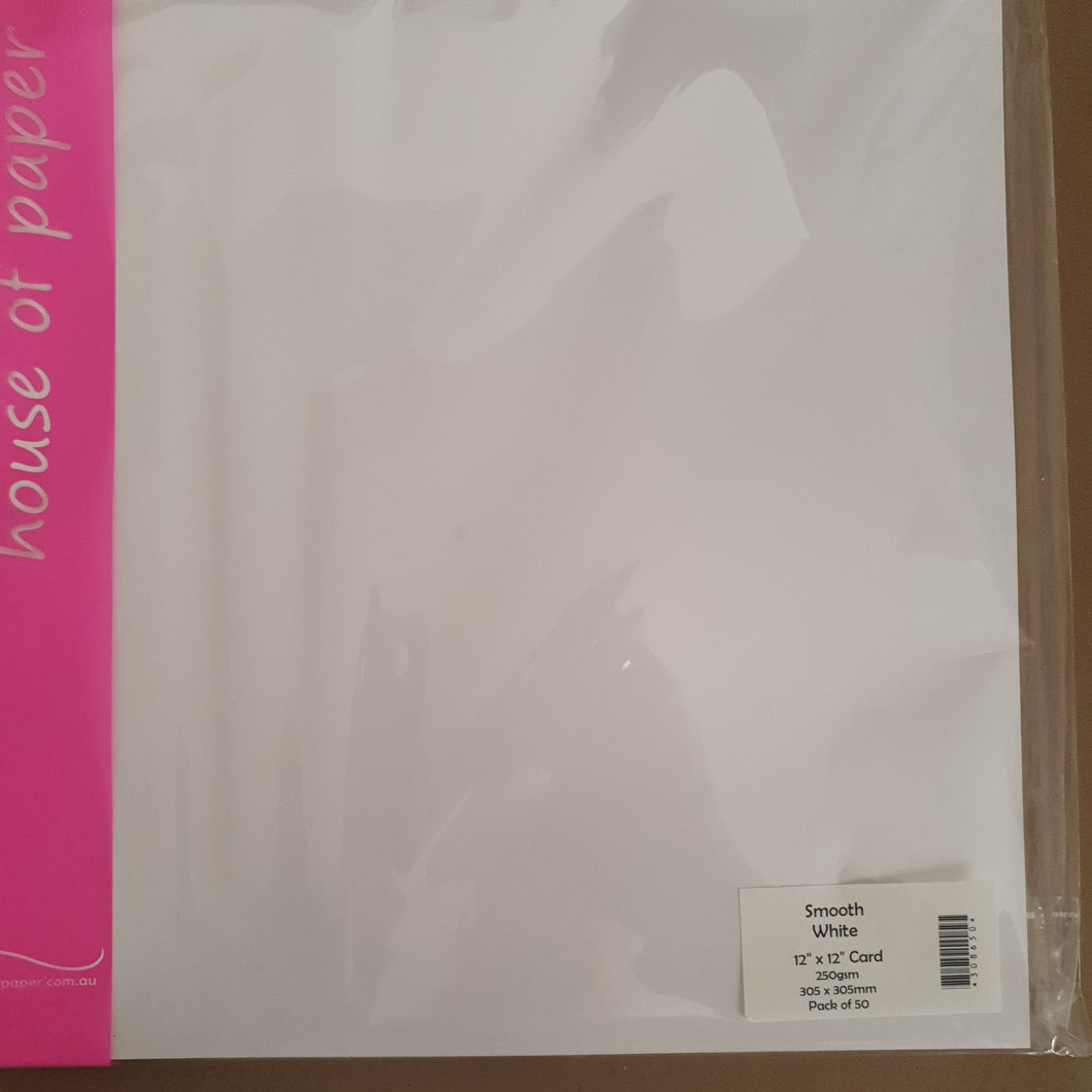 Cardstock Smooth White - 12 x 12in  50 pack 250GSM
