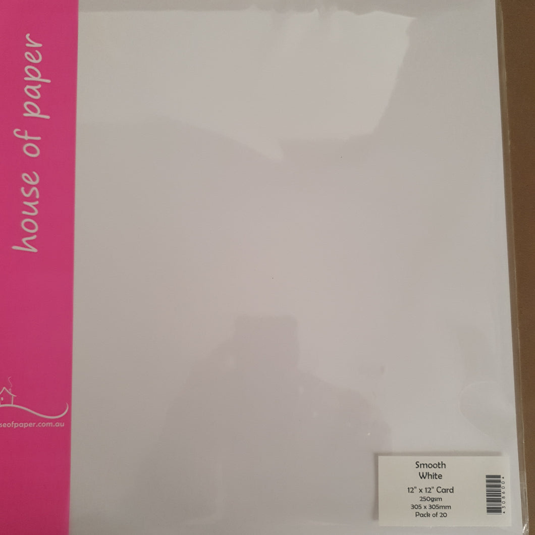 Cardstock Smooth White - 12 x 12in  20 pack 250GSM