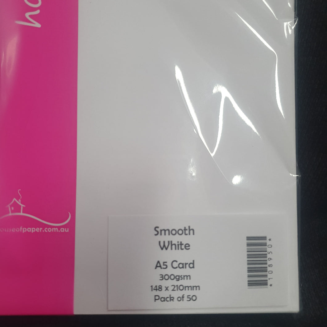 House of Paper A5 Smooth White Card Stock pack of 50