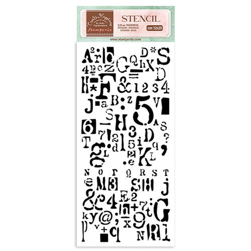 STAMPERIA STENCIL - CREATE HAPPINESS LETTER and NUMBER KSTDL69  12 X 25CM