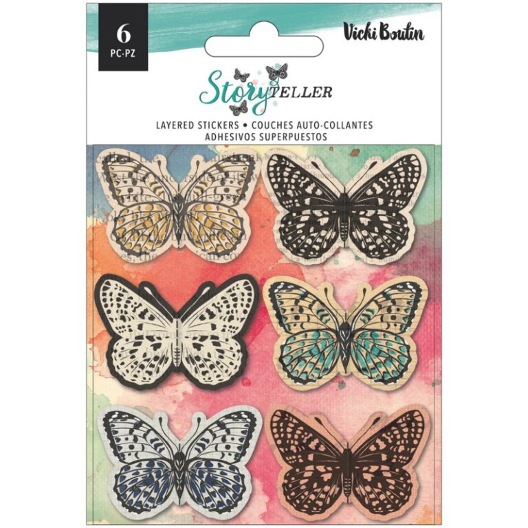 SALE Vicki Boutin Story Teller Layered Stickers Butterflies 6pc