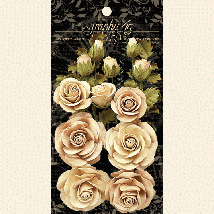 GRAPHIC 45 Rose Bouquet Collection - Classic Ivory & Natural Linen 15pc