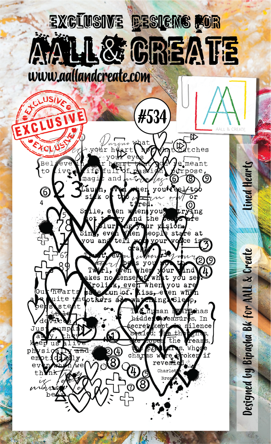 AALL & CREATE STAMP #534 Lined Hearts