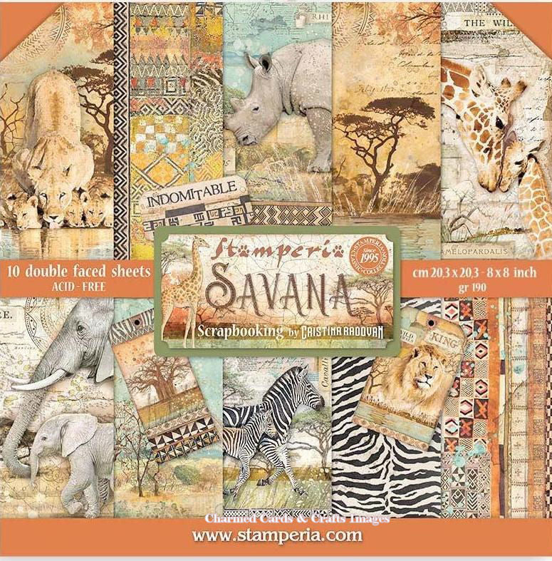 Paper pack 8 x 8in STAMPERIA -  Savana 190gsm SBBS57
