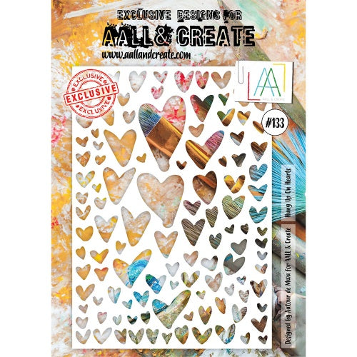 AALL & CREATE STENCIL #133 Hung up on Hearts A4