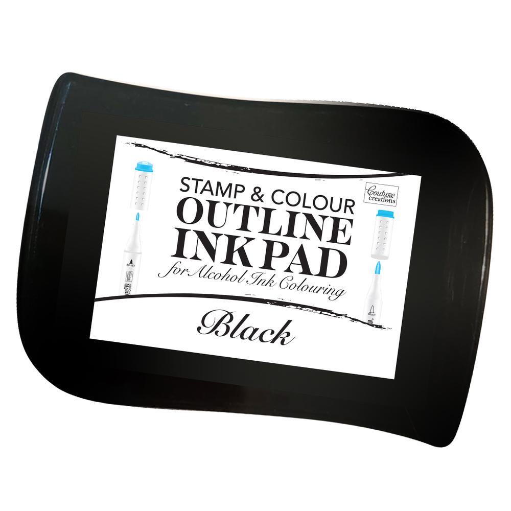 OUTLINE INK PAD for alcohol ink colouring - Black .Couture Creations CO728475