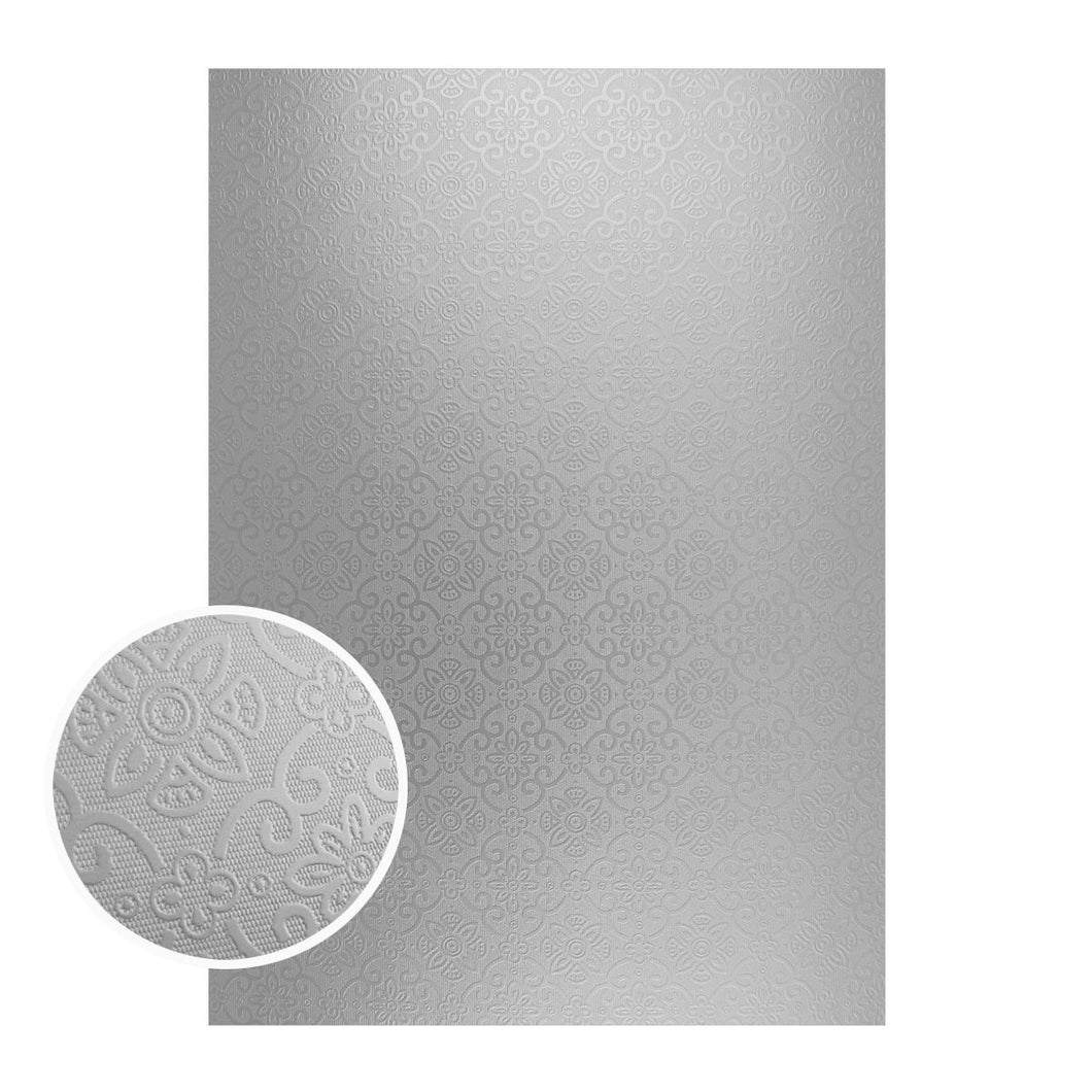 Couture Creations - Mirror Board Silver Damask Foil .10 pc